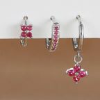 3-Piece Stainless Steel Flower Drop Earrings Set with Cubic Zirconia – Hypoallergenic Floral Dangle Earrings for Women
