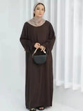 Elariah Women's Modest Lace-Up Sleeve Abaya Dress – Loose Fit Islamic Maxi Kaftan Robe for Eid, Ramadan & Everyday Wear