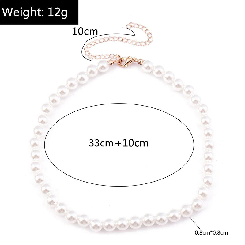 Classic Imitation Pearl Beaded Choker Necklace for Women – Elegant Bridal & Wedding Pearl Collar Necklace