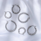 Classic Twisted Round Hoop Earrings – Stainless Steel, Vintage Trend, Gold & Silver