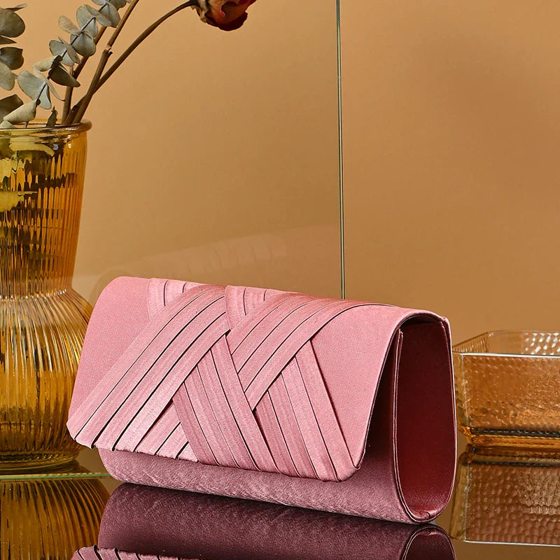 Women's Envelope Evening Clutch Bag - Hard Shell Party Handbag with Criss-Cross Design | Elariah