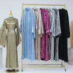Elariah Luxury Satin Abaya Dress for Women – Modest Islamic Kaftan with Waist Sash, Long Sleeve Maxi Dress