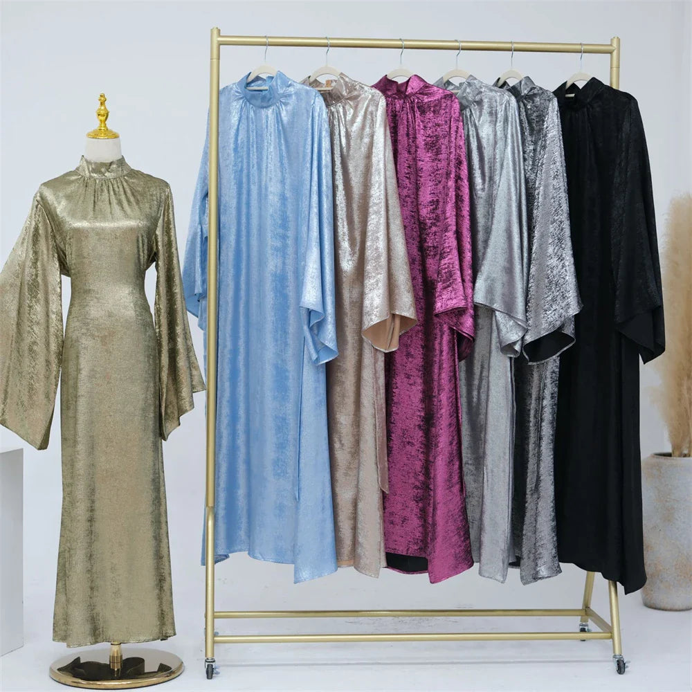 Elariah Luxury Satin Abaya Dress for Women – Modest Islamic Kaftan with Waist Sash, Long Sleeve Maxi Dress