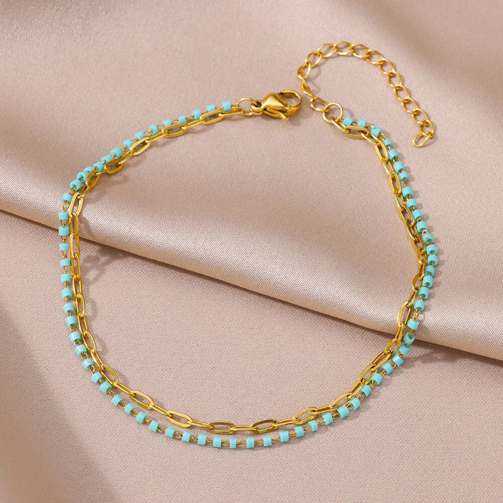 Elariah 18K Gold-Plated Stainless Steel Pearl Anklet for Women – Classic Imitation Pearl Beach Ankle Bracelet