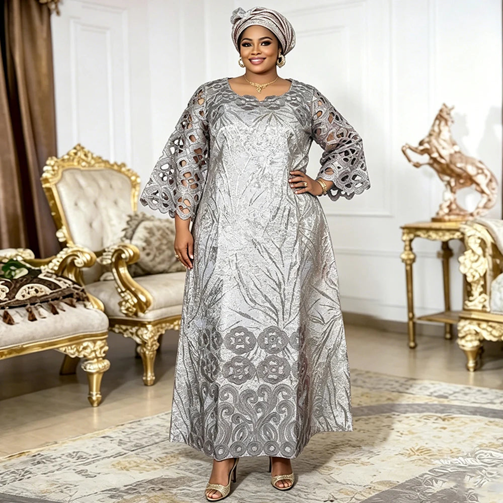 Elariah Women's African Dashiki Kaftan Maxi Dress – Traditional Bazin Style Modest Abaya Robe