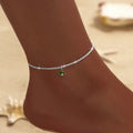 Elariah Bracelet de cheville en argent sterling 925 plaqué CZ zircon – Chaîne de cheville délicate et étanche pour femme