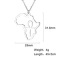 Trendy African Map Pendant Necklace for Women – Stainless Steel Geometric Motherland Necklace, Gold, Rose Gold, or Steel Color