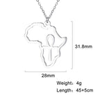 Trendy African Map Pendant Necklace for Women – Stainless Steel Geometric Motherland Necklace, Gold, Rose Gold, or Steel Color