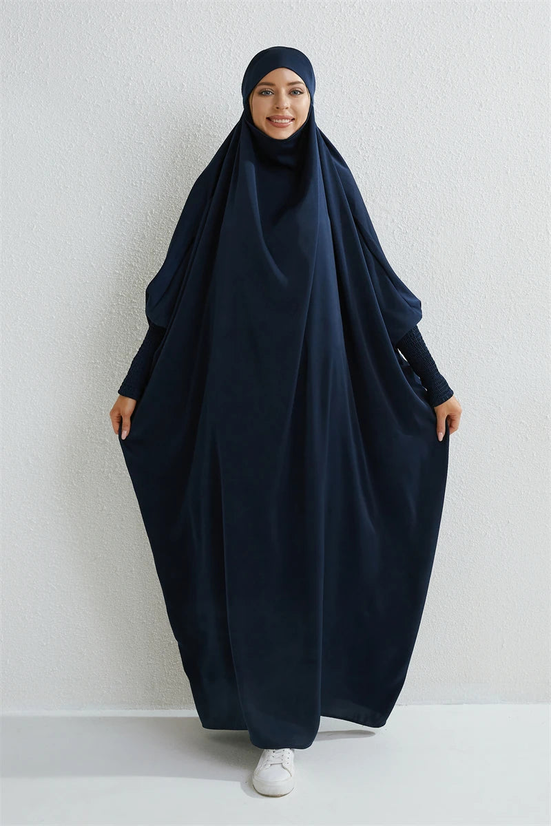 Elariah Hooded Modest Prayer Abaya for Women – Loose Fit Islamic Jilbab Maxi Dress with Smocked Sleeves