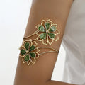 Elariah Antique Gold Hollow Flower Open Cuff Bracelet for Women – Adjustable Floral Boho Arm Cuff Bangle