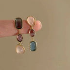 Elariah Asymmetric Colourful Resin Geometric Drop Earrings for Women – Retro Statement Dangle Earrings