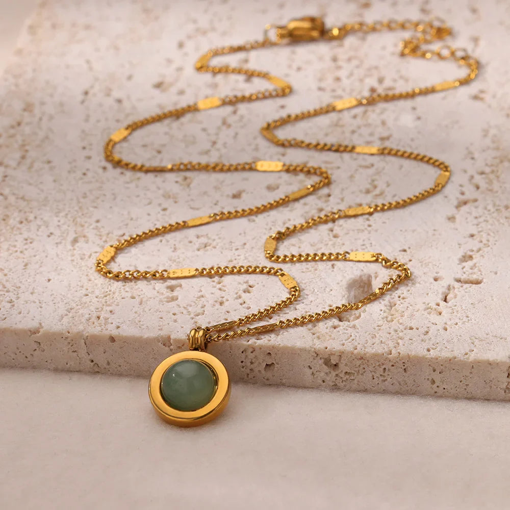 Sunflower Pendant Geometric Necklace – Stainless Steel Clavicle Chain for Women