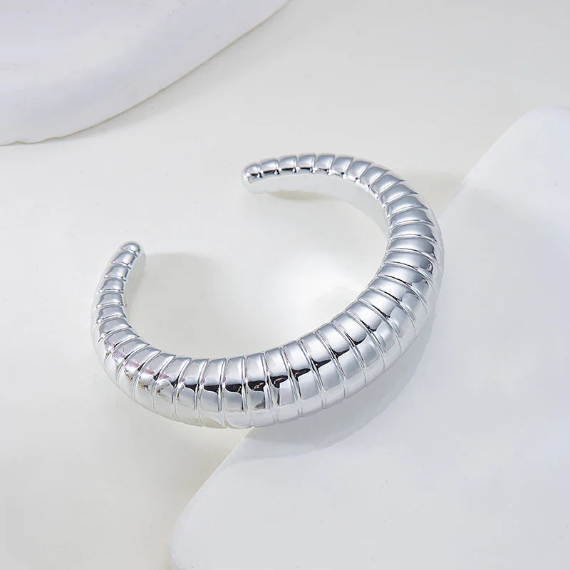 Irregular Geometric Cuff Bangle Bracelet for Women – Bold Statement Fashion Bracelet, Trendy Open Cuff Jewelry