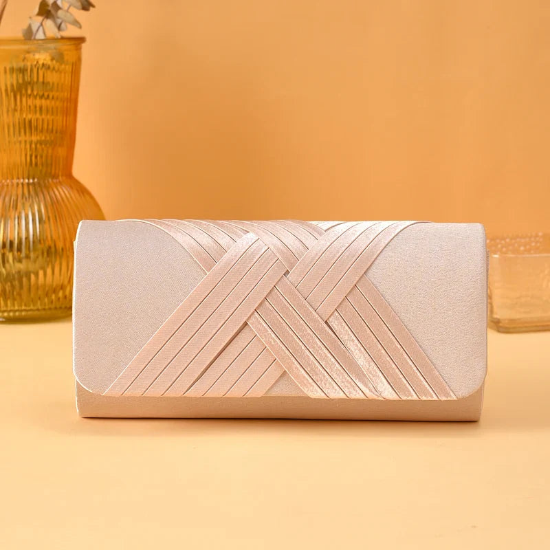 Women's Envelope Evening Clutch Bag - Hard Shell Party Handbag with Criss-Cross Design | Elariah