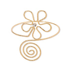 Punk-Inspired Adjustable Leaf & Flower Arm Cuff Bracelet – Bold Metal Upper Arm Bangle for Women