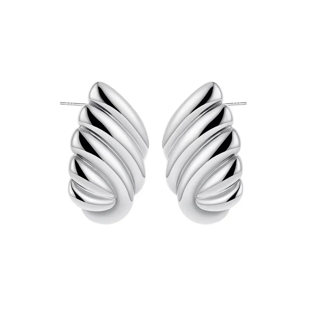 18K Gold Plated Stainless Steel Multilayer Circle Knot Drop Earrings for Women – Textured Statement Round Earrings